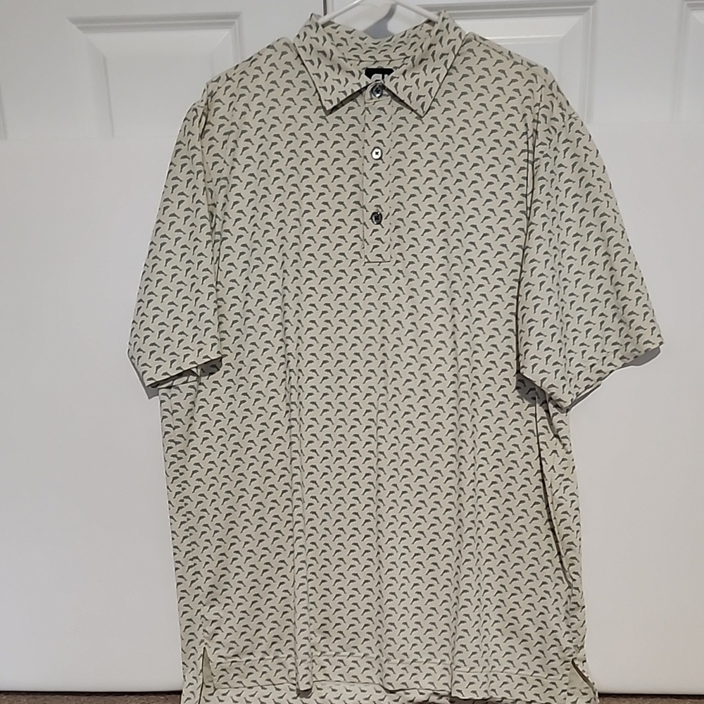 Men's Patterned Polo Shirt - Beige